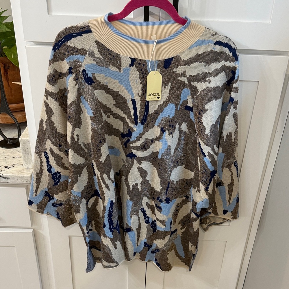 Jodifl Blue, Cream and Sparkling Sweater - NWT